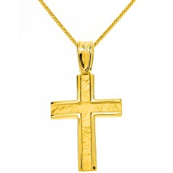 Χρυσός βαπτιστικός σταυρός Κ14 με αλυσίδα